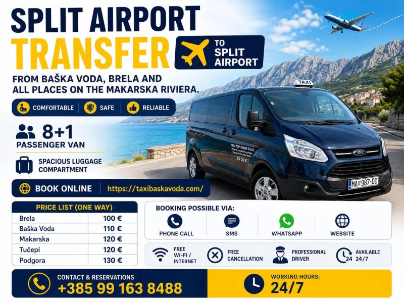 taxi baska voda split airport transfer